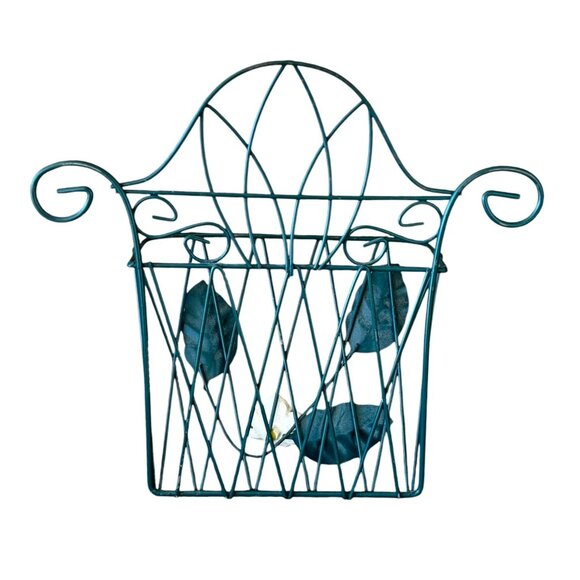 Decorative Wall-Mounted Metal Basket With Floral & Leaf Design - Picture 8 of 9